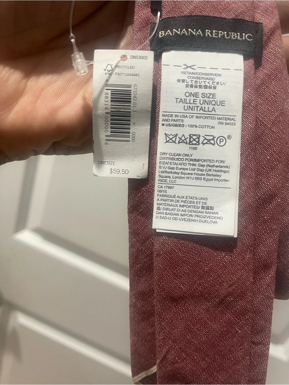 NWT Banana Republic Linen/Chambray Necktie in Dusty Rose Sz OS